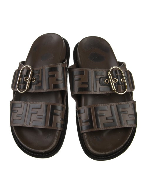 Fendi Zucca FF Logo Leather Slides