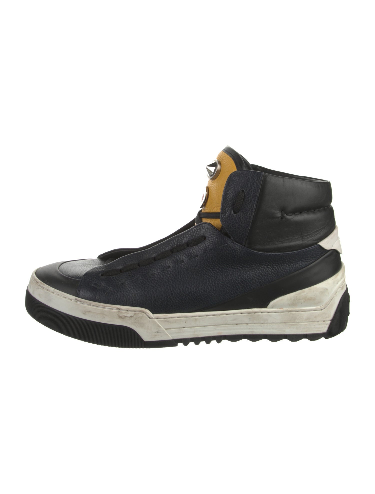 Fendi Faces Motif Leather Sneakers