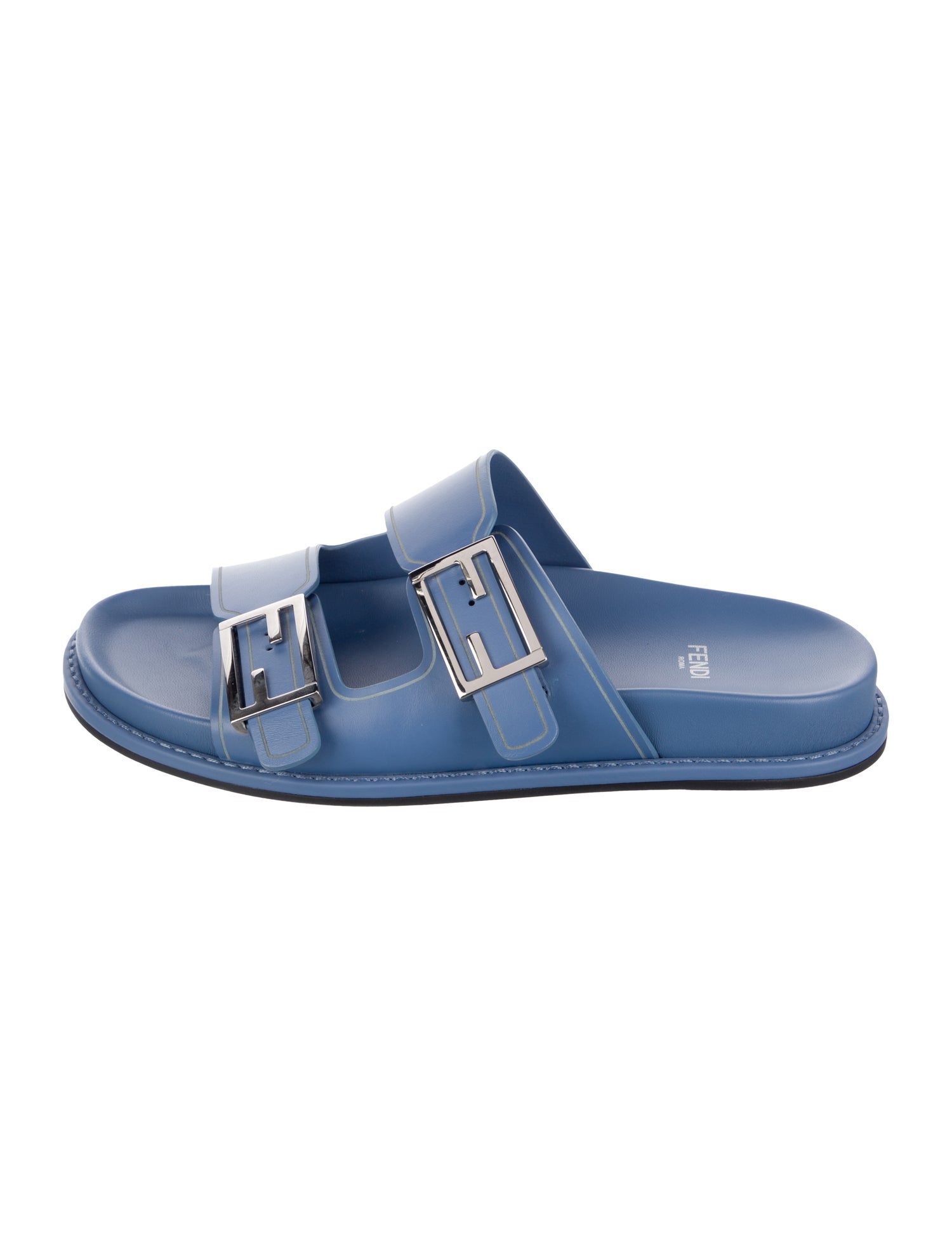 Fendi Zucca FF Logo Leather Slides