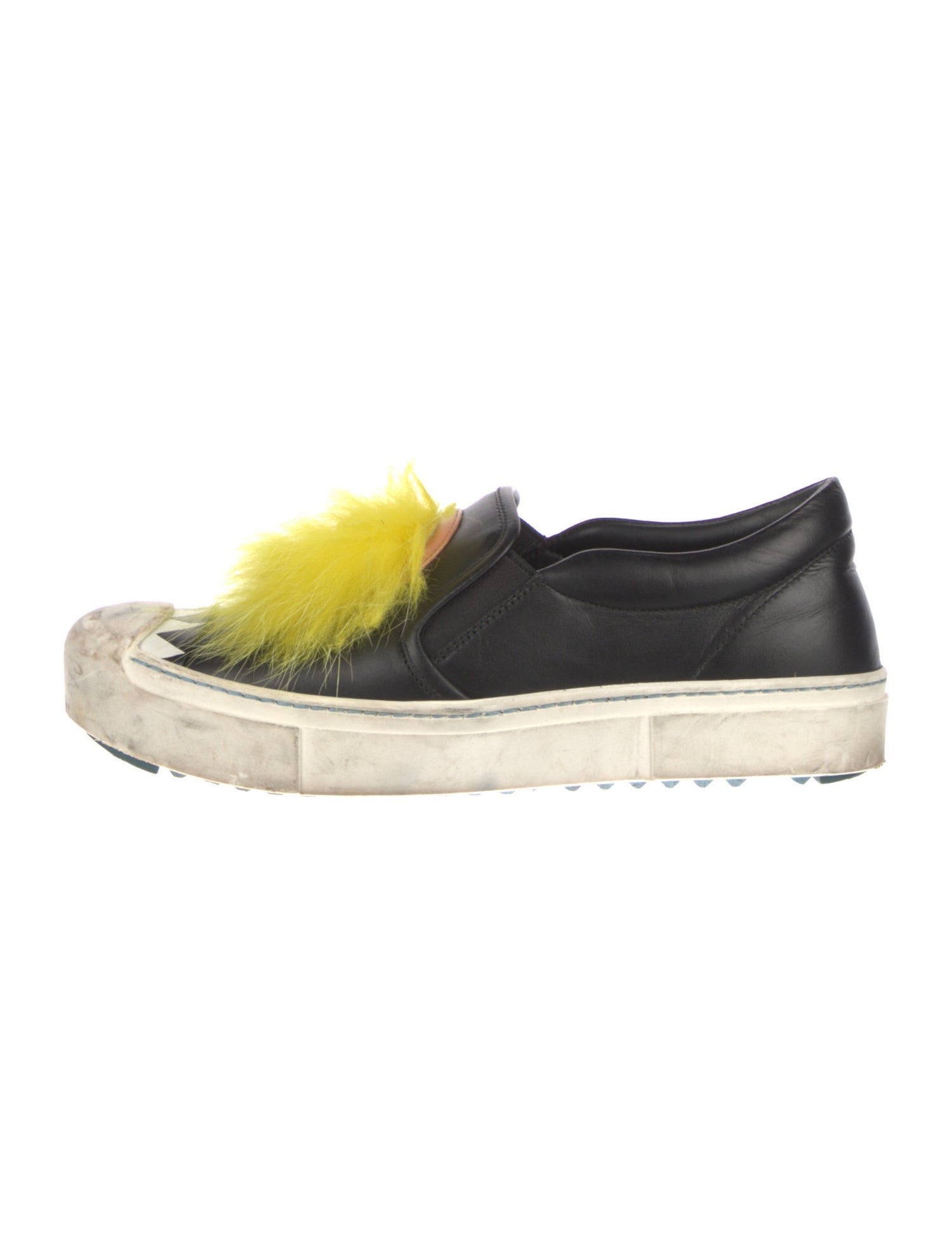 Fendi Monsters Motif Leather Sneakers