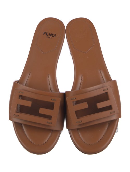 Fendi Zucca FF Logo Leather Slides