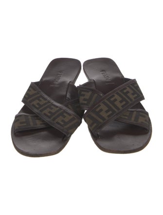 Fendi Leather Printed Slides