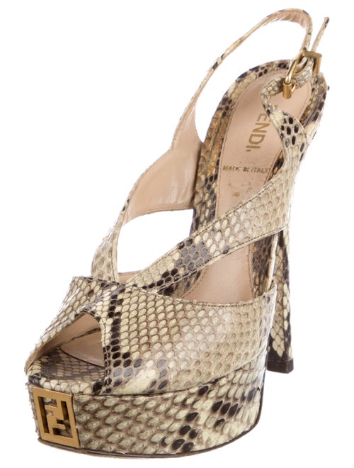 Fendi Python Animal Print Slingback Pumps