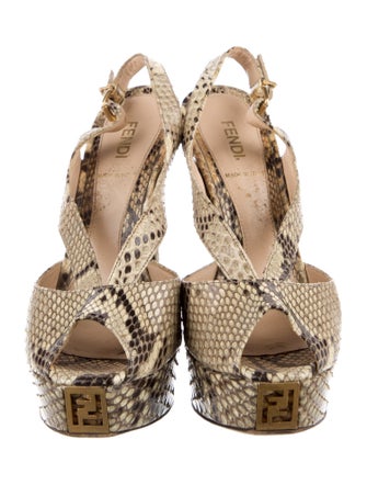 Fendi Python Animal Print Slingback Pumps