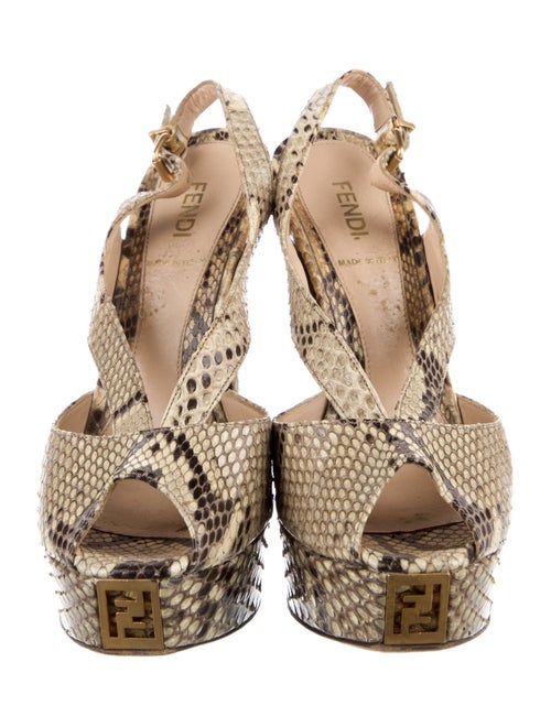 Fendi Python Animal Print Slingback Pumps