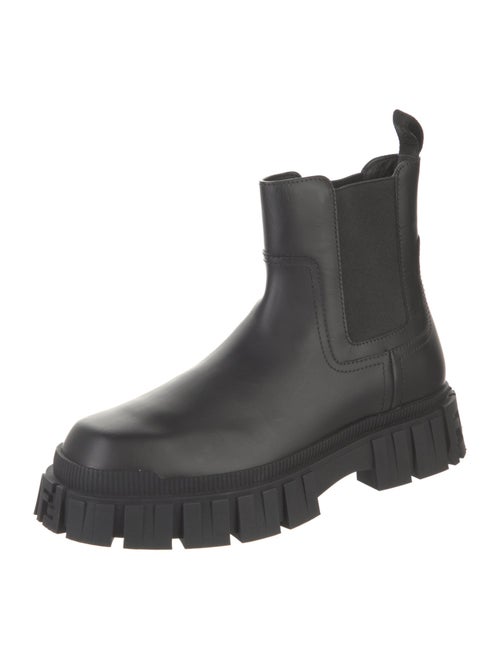 Fendi Zucca FF Logo Leather Chelsea Boots