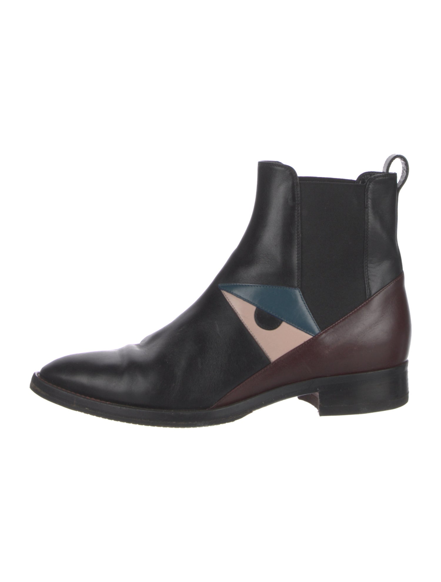 Fendi Monsters Motif Leather Chelsea Boots