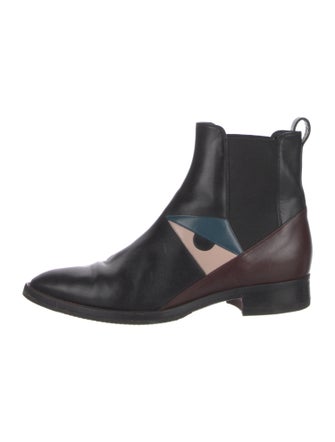 Fendi Monsters Motif Leather Chelsea Boots