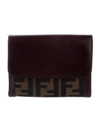 Fendi Zucca FF Logo Canvas Compact Wallet