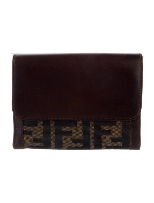 Fendi Zucca FF Logo Canvas Compact Wallet