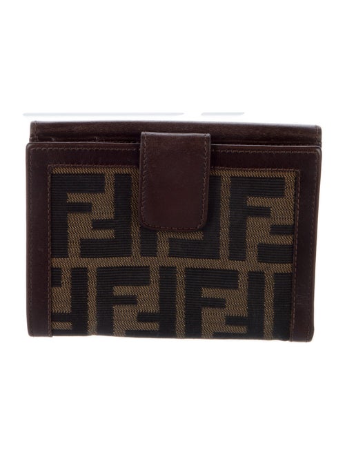 Fendi Zucca FF Logo Canvas Compact Wallet