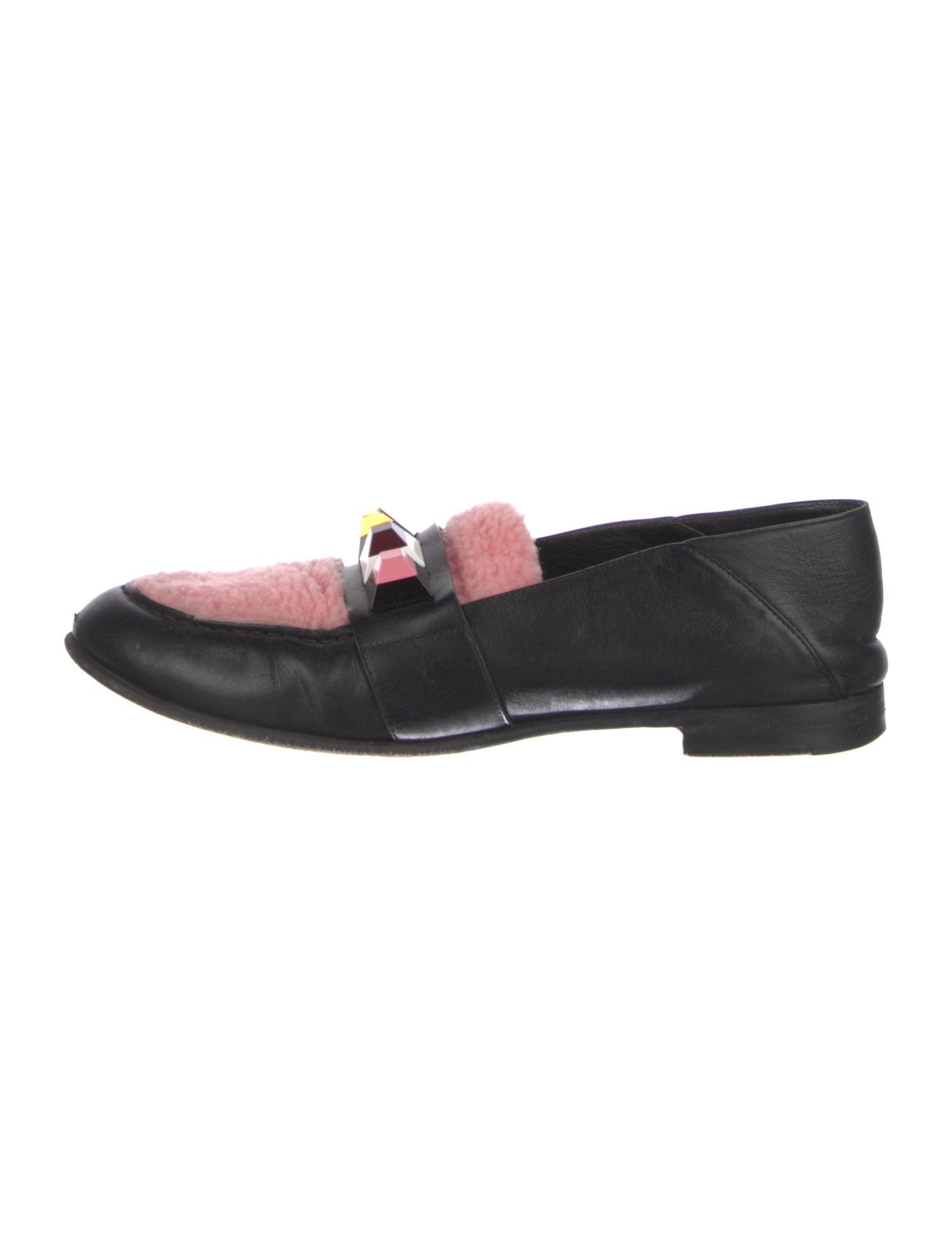 Fendi Leather Studded Accents Loafers