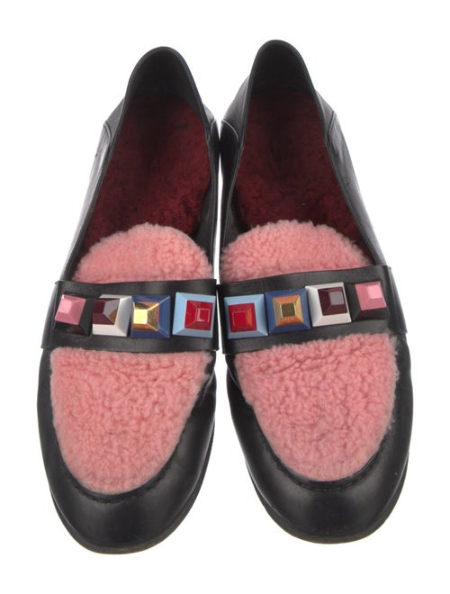 Fendi Leather Studded Accents Loafers
