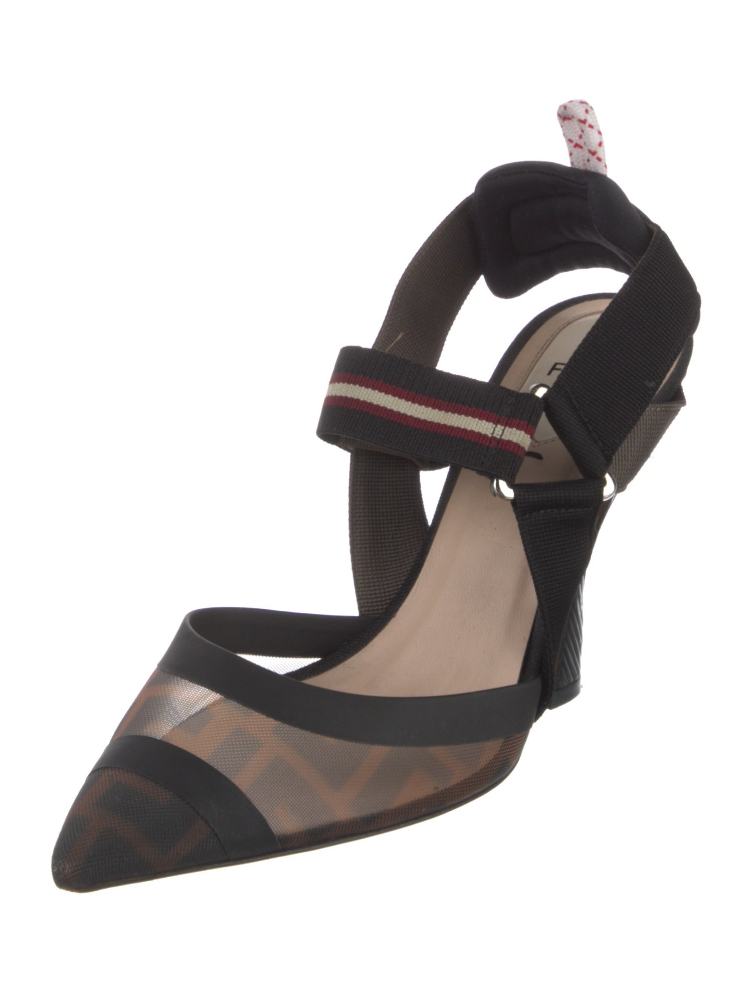 Fendi Zucca FF Logo Mesh Slingback Pumps