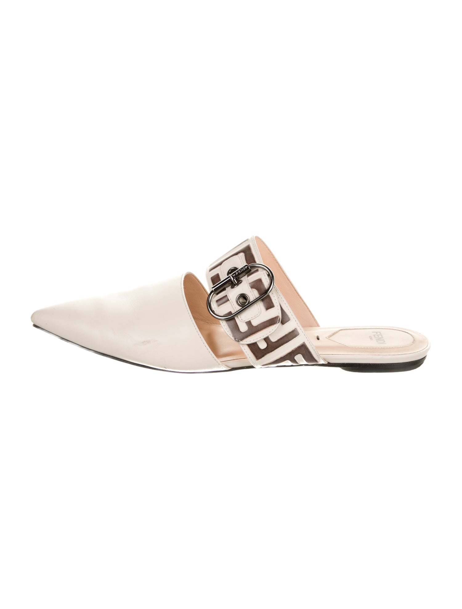 Fendi Zucca FF Logo Leather Mules