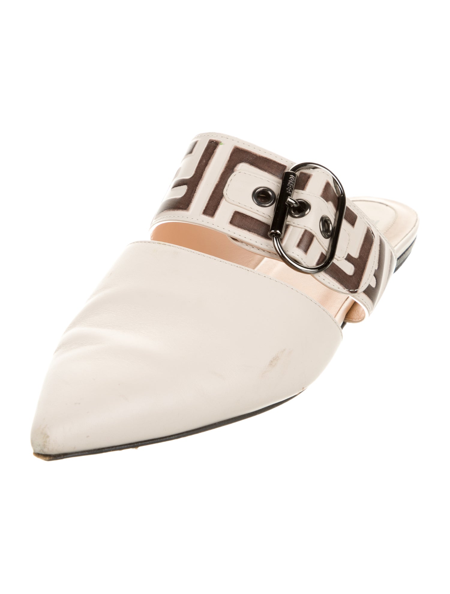 Fendi Zucca FF Logo Leather Mules