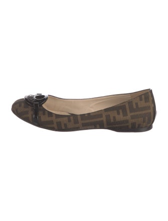 Fendi Zucca FF Logo Canvas Ballet Flats