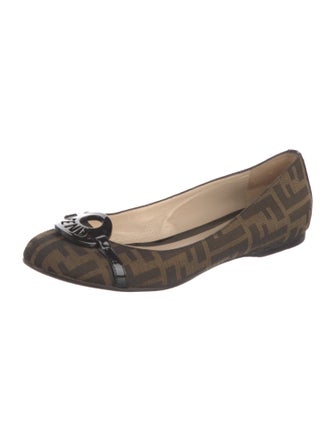 Fendi Zucca FF Logo Canvas Ballet Flats