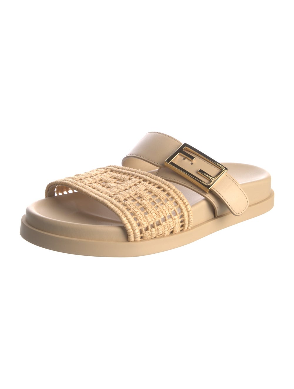 Fendi Raffia Slides Neutrals Buckle Closure At Up… - image 2