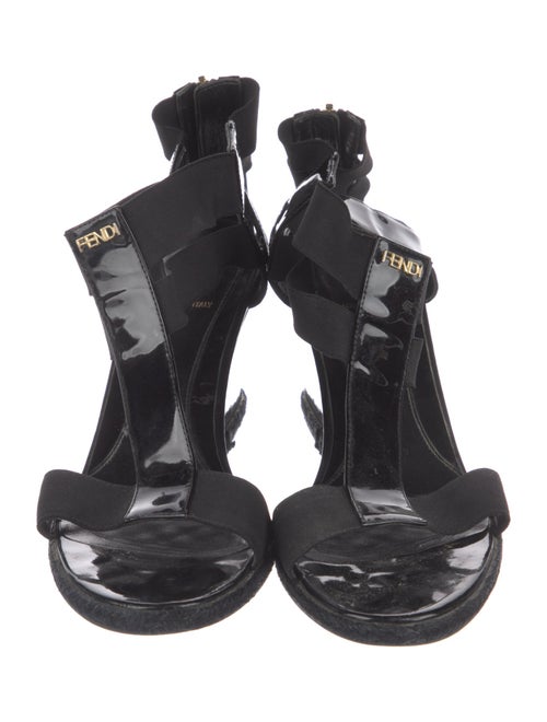 Fendi Patent Leather T-Strap Sandals
