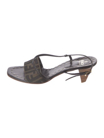 Fendi Zucca FF Logo Canvas Slingback Sandals