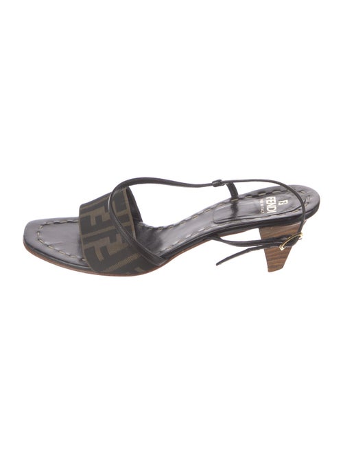 Fendi Zucca FF Logo Canvas Slingback Sandals