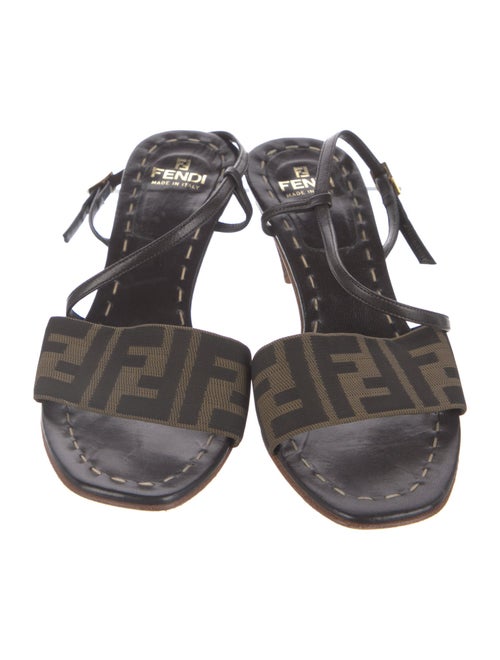 Fendi Zucca FF Logo Canvas Slingback Sandals