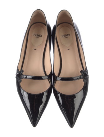 Fendi Patent Leather Studded Accents Mary Jane Flats