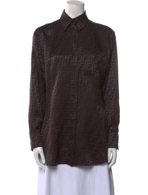 Fendi Merino Wool Long Sleeve Button-Up Top
