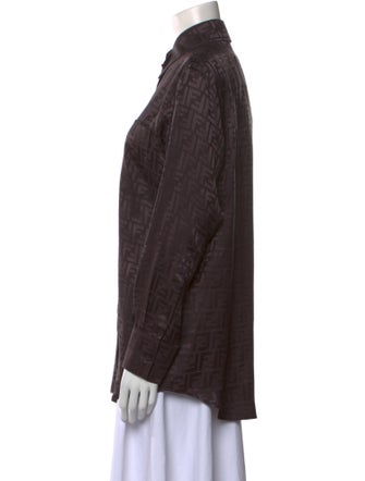 Fendi Merino Wool Long Sleeve Button-Up Top
