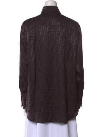 Fendi Merino Wool Long Sleeve Button-Up Top