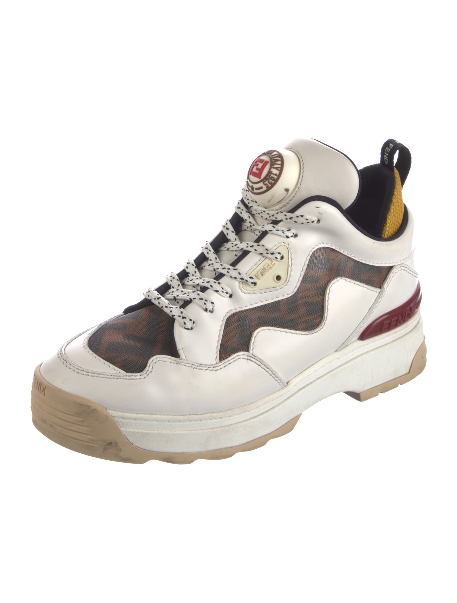 Fendi Zucca FF Logo Leather Chunky Sneakers