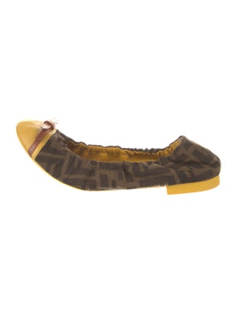 Fendi Zucca FF Logo Canvas Ballet Flats