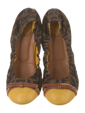 Fendi Zucca FF Logo Canvas Ballet Flats
