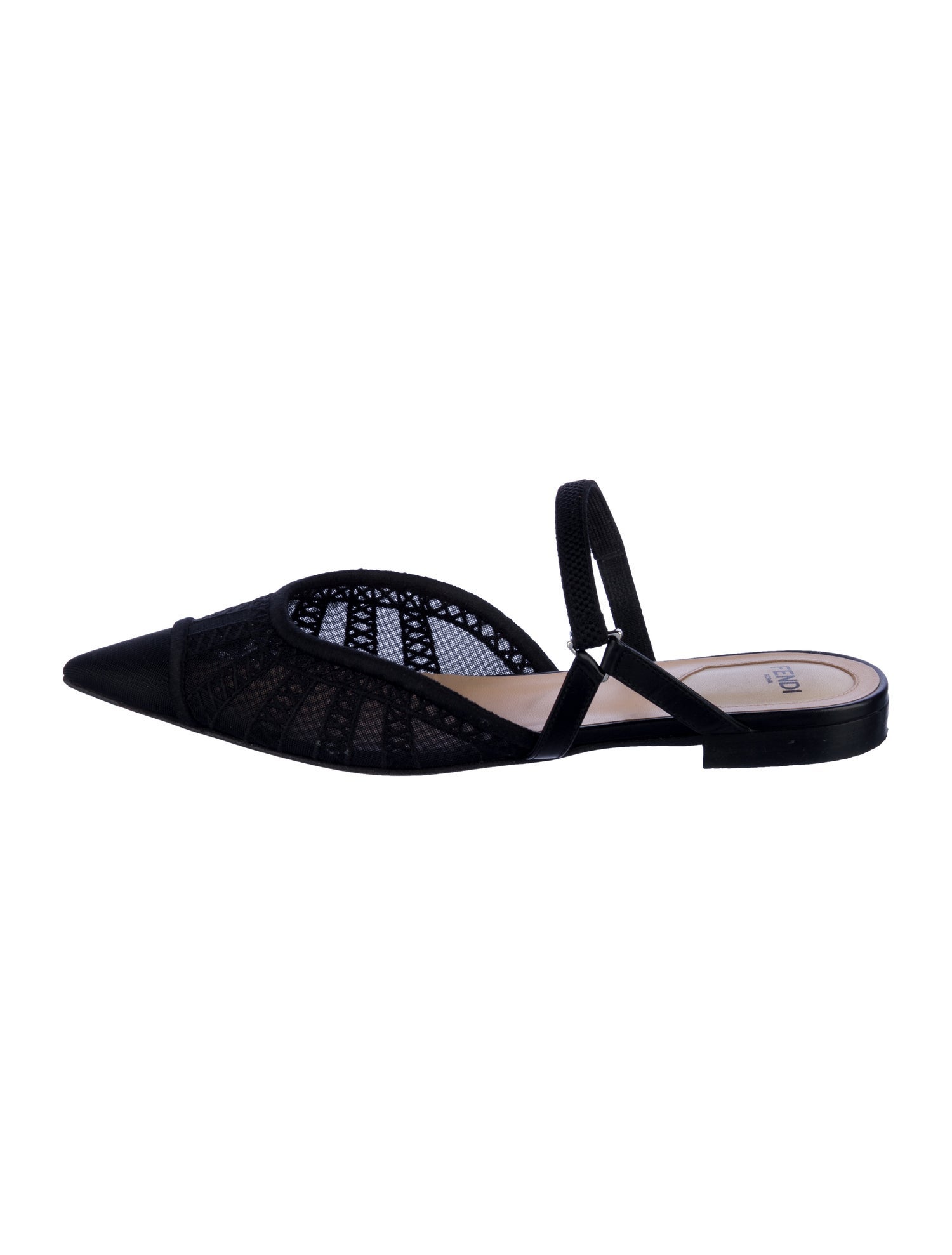Fendi Mesh Embroidered Accent Mules
