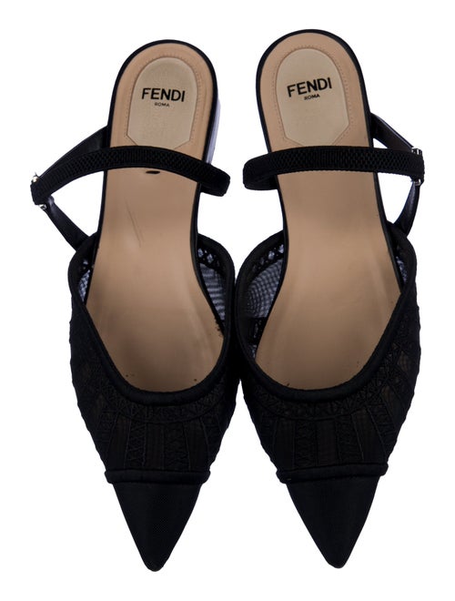 Fendi Mesh Embroidered Accent Mules