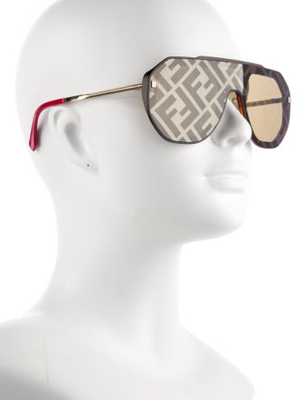 Fendi Zucca FF Logo Shield Sunglasses