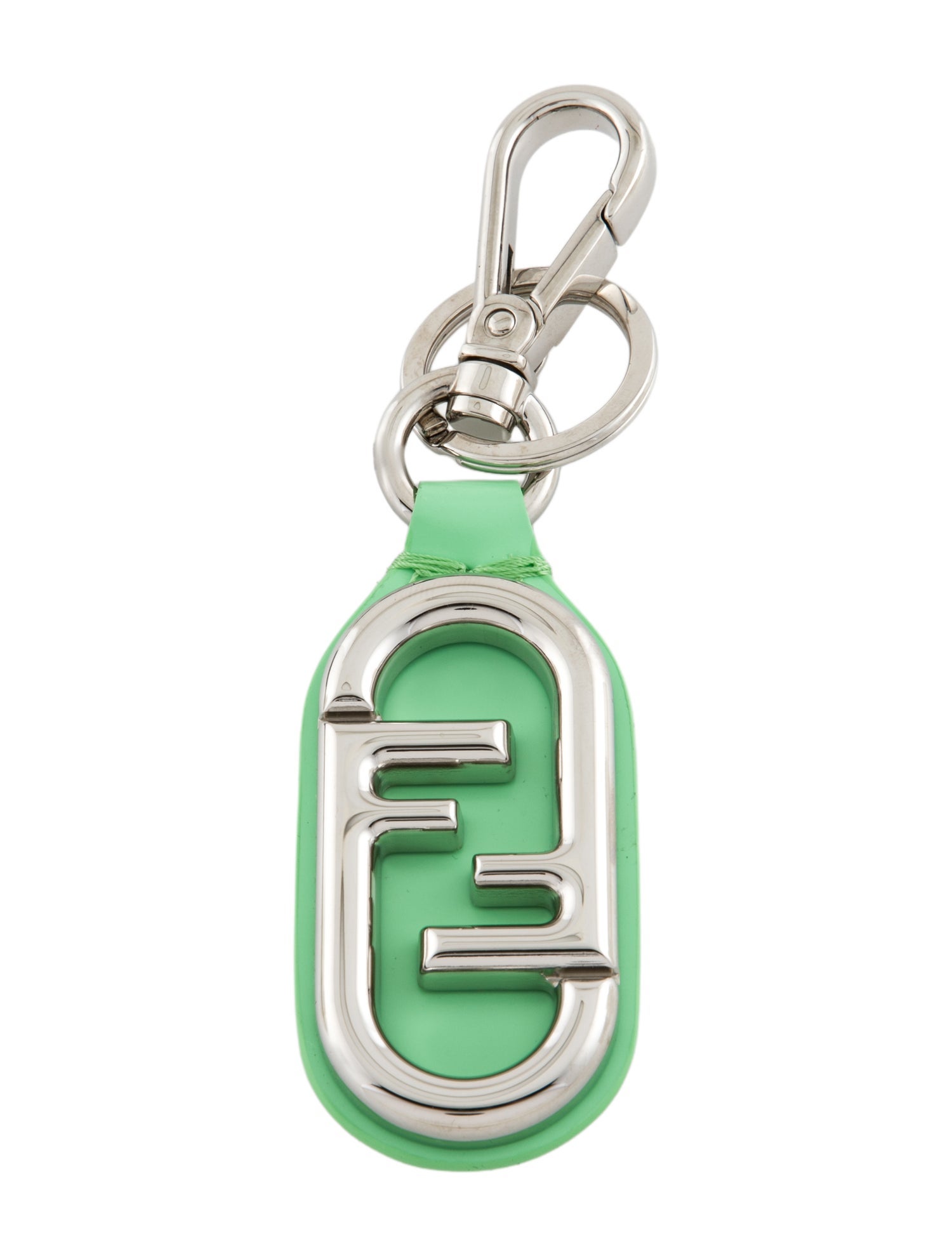 Fendi O’Lock Green Leather Keychain w/Tags