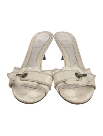 Fendi Patent Leather Colorblock Pattern Slides