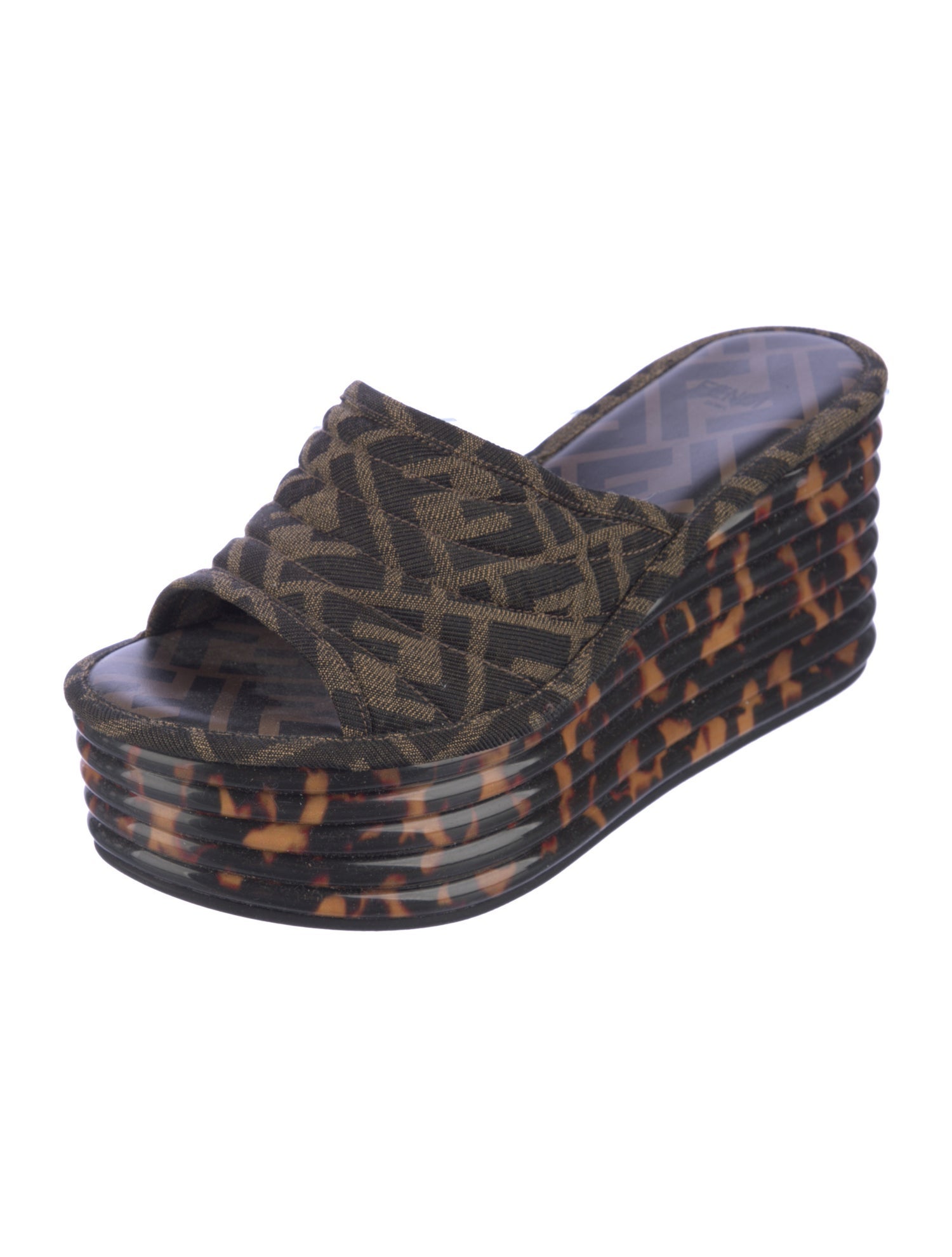 Fendi Zucca FF Logo Canvas Slides