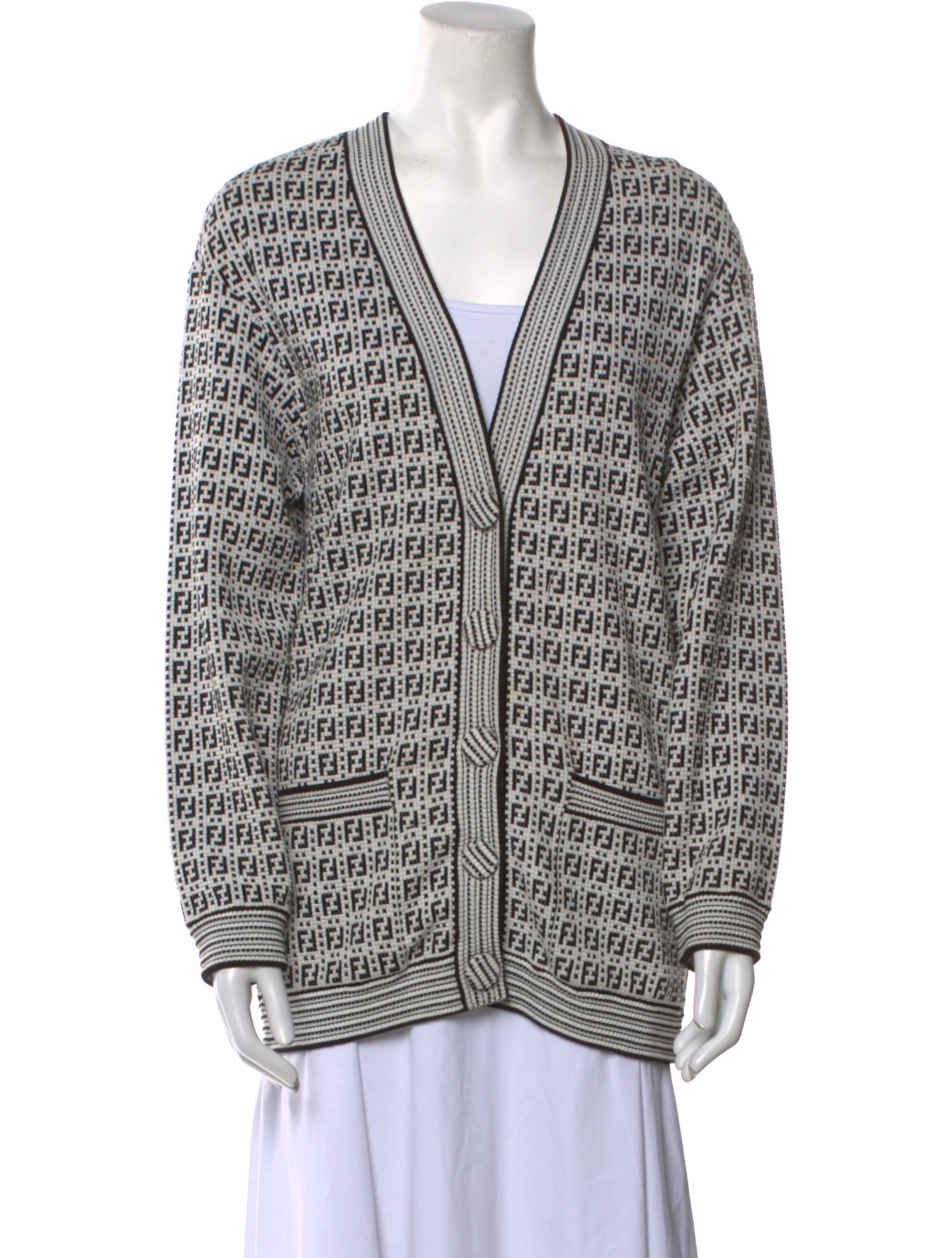 Fendi Printed V-Neck Sweater