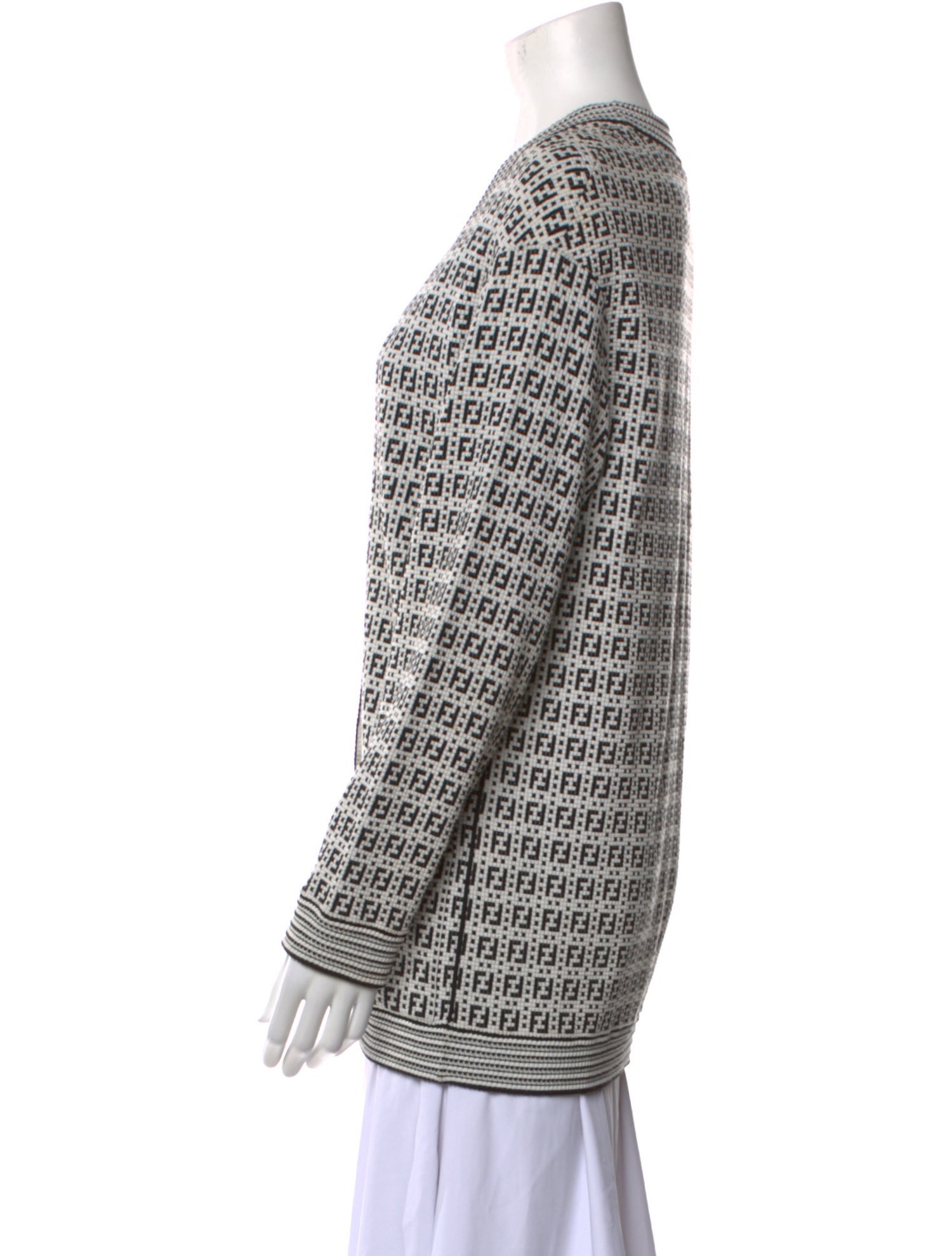 Fendi Printed V-Neck Sweater