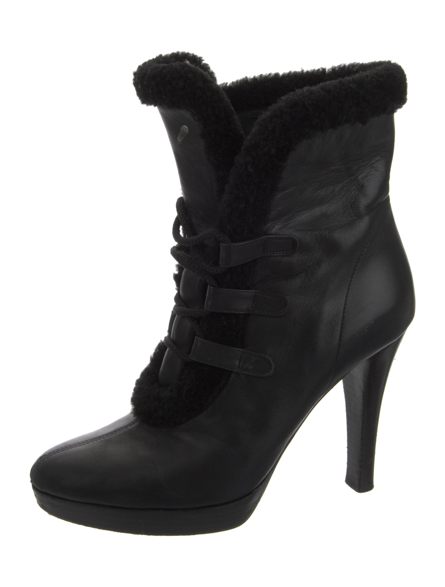 Fendi Leather Lace-Up Boots