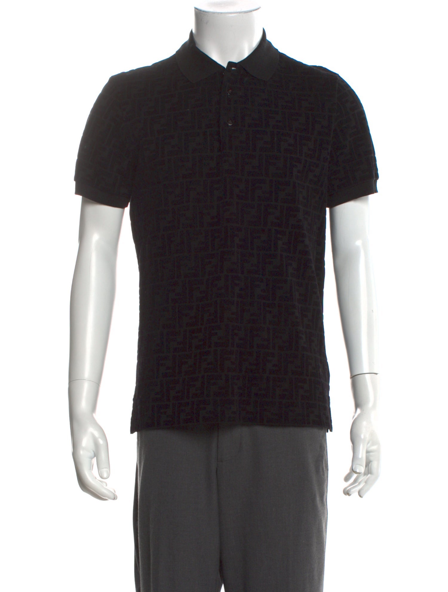 Fendi Zucca FF Logo Crew Neck Polo Shirt