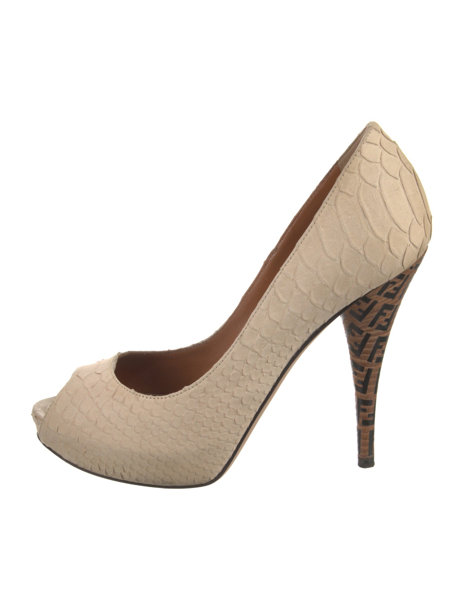 Fendi Zucca FF Logo Snakeskin Pumps