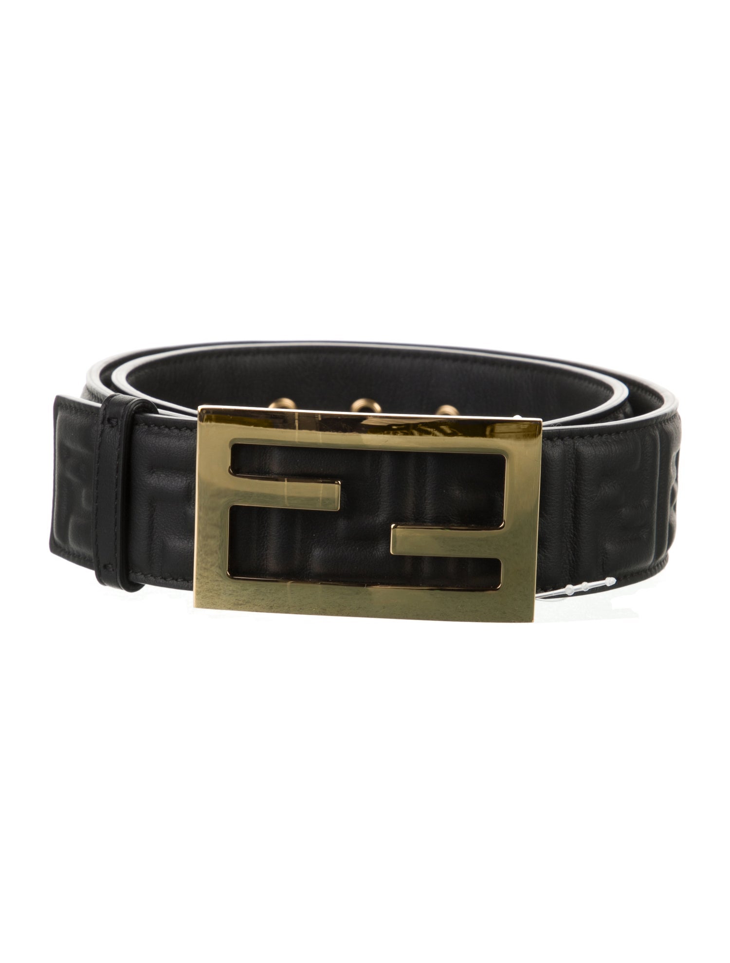 Fendi Zucca FF Logo Embossed Leather Belt