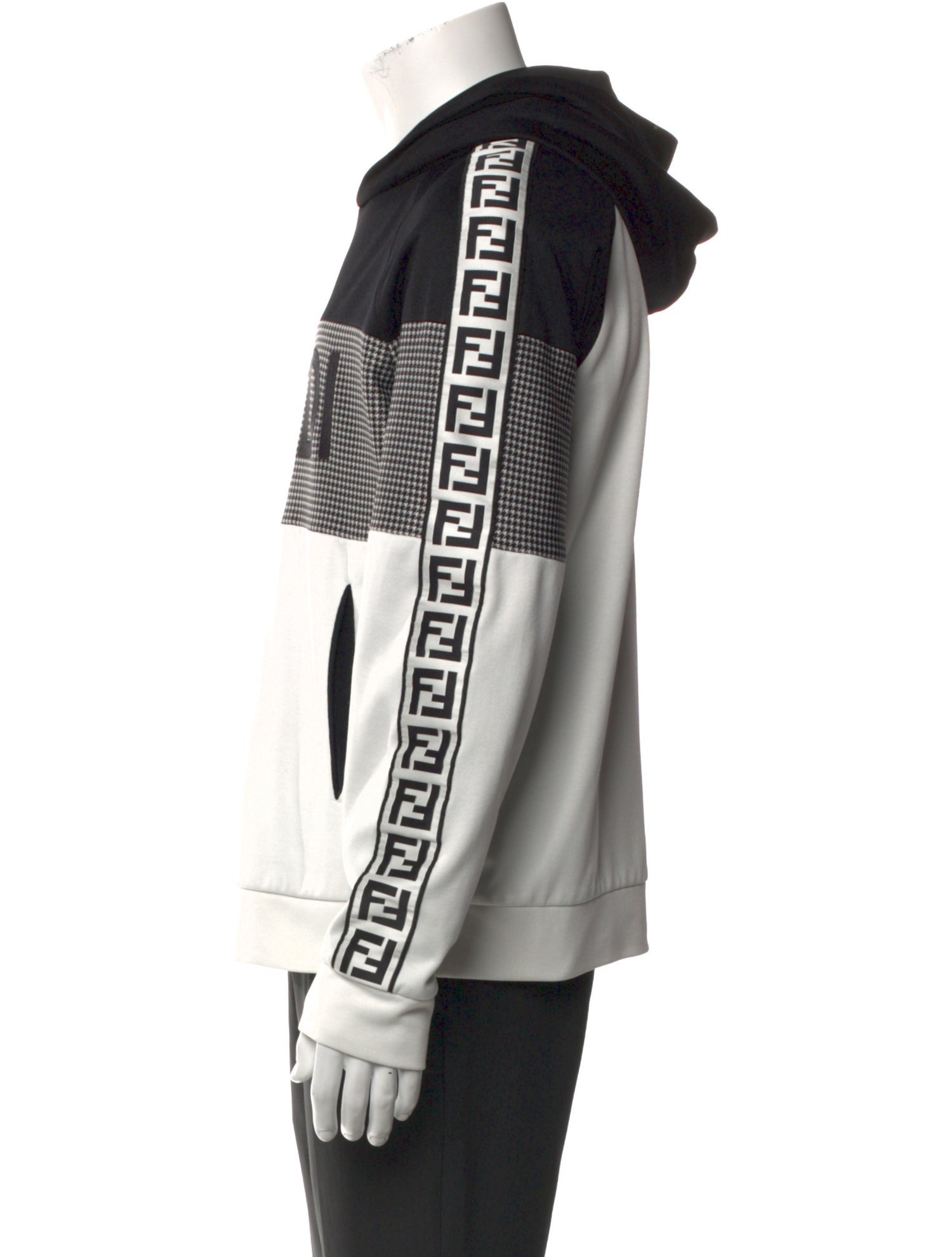 Fendi Zucca FF Logo Colorblock Pattern Hoodie