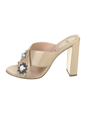 Fendi Patent Leather Studded Accents Slides