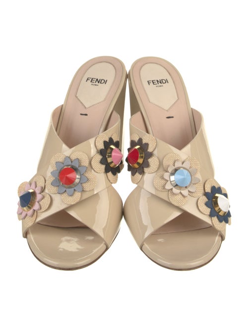 Fendi Patent Leather Studded Accents Slides