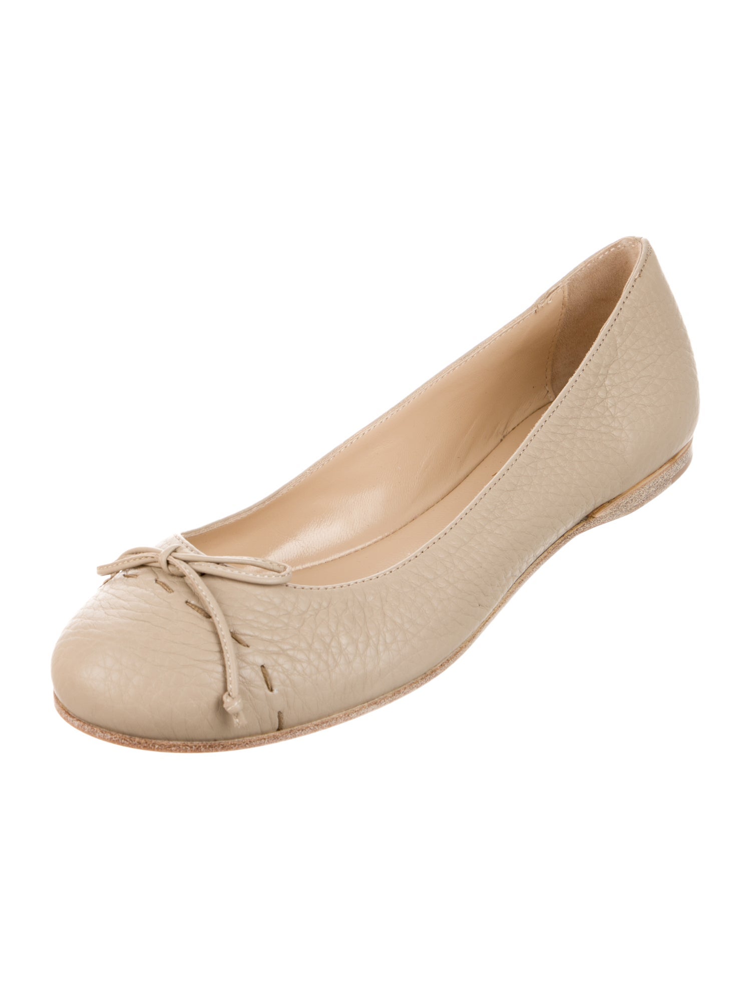 Fendi Leather Bow Accents Ballet Flats